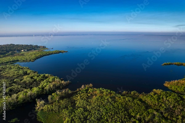 Fototapeta Aerial photo of Lake Monroe from Deltona