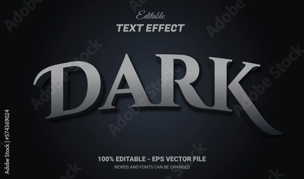 Fototapeta Black dark 3d editable text effect