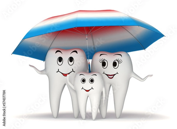 Obraz 3d Smiling tooth family protection - umbrella