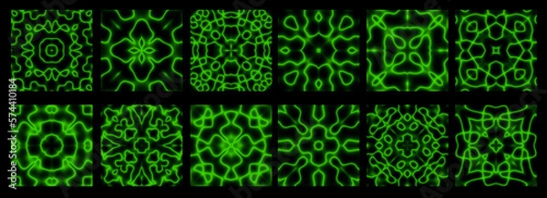 Fototapeta Chladni Figure Structures Set - Visualization of Music - Resonating Model Templates 