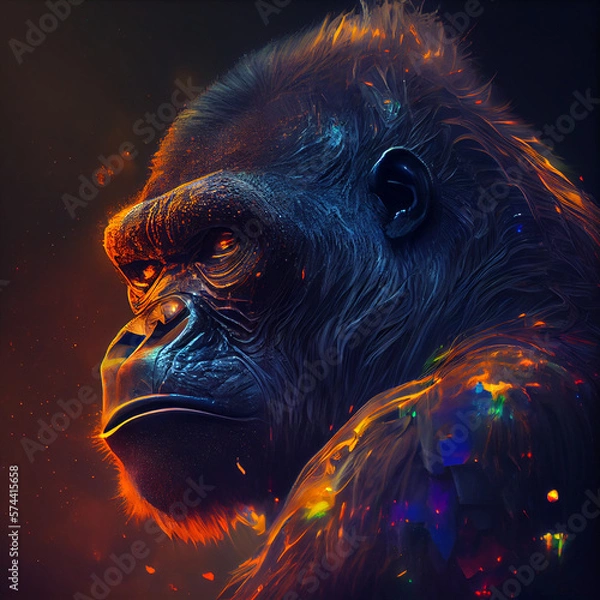 Obraz Gorille Cyberpunk AI générative