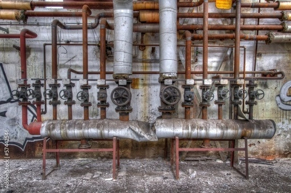 Obraz Old pipes with valves