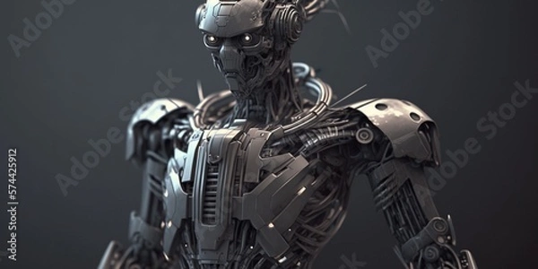 Fototapeta Roboter im Kampfstil, ai generativ