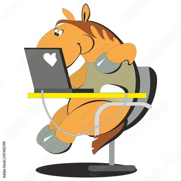 Fototapeta Horse working on the computer 004