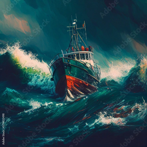 Fototapeta rough seas ahead, generative ai