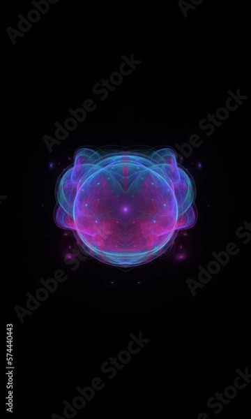 Obraz Bright neon abstract geometric pattern on black background.