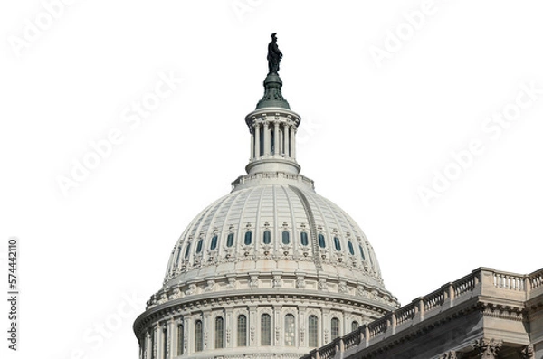 Fototapeta United States capitol building dome with cut out sky.