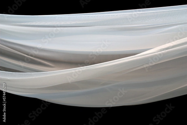 Obraz Sheer white fabric blown in the wind. Part of decorations of an outdoor wedding location.