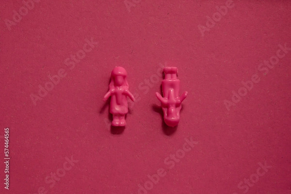 Obraz Abstract 3d figures of a pair of two woman as a conceptual graphic resource in monochromatic pink