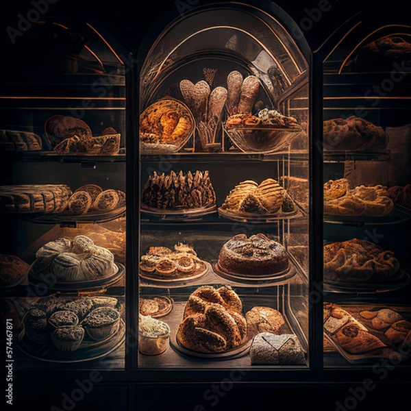 Fototapeta bakery display, generative ai