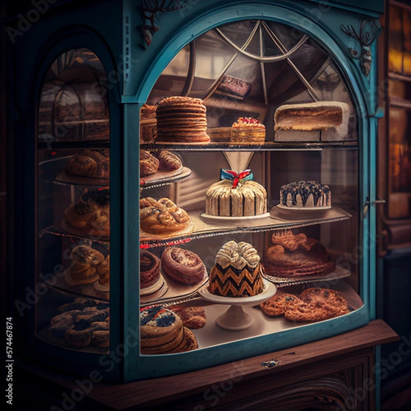 Fototapeta bakery window display, generative ai