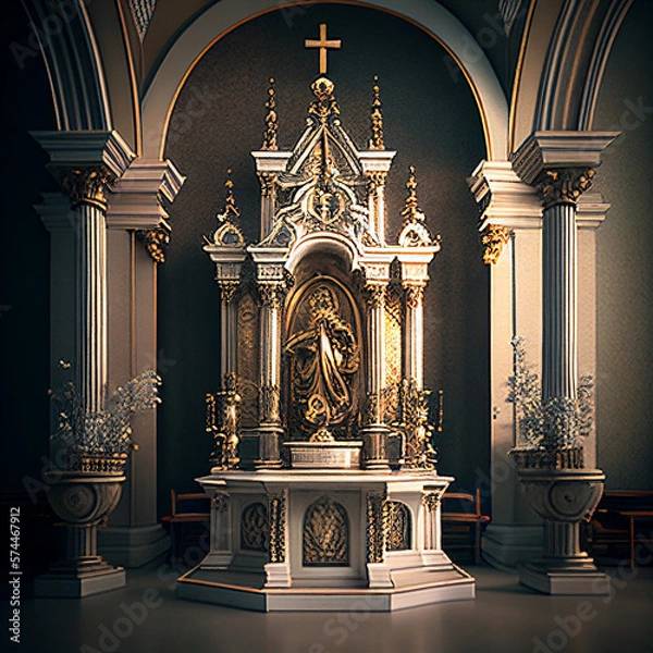 Fototapeta catholic altar generative ai