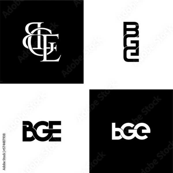 Fototapeta bge typography letter monogram logo design set