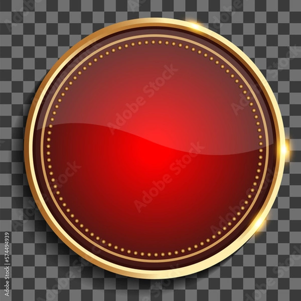 Obraz round circle red and gold label, badge background, clipart banner image