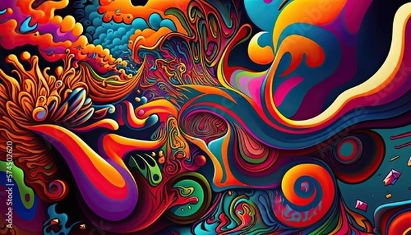Fototapeta Psychedelic Background Aspect Ratio 16:9 - Generative AI