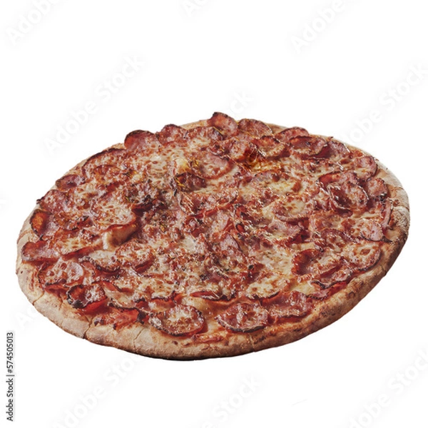 Fototapeta Brazilian pizza with mozzarella, calabrese sausage and oregano (Pizza de calabresa)