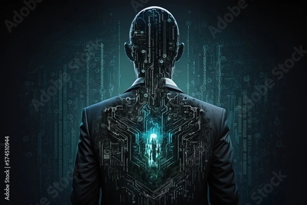 Fototapeta conceptual image of a person protecting data, generative AI