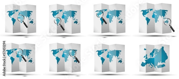 Fototapeta mapy świata szkła