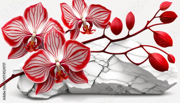 Fototapeta Abstract background with orchid flowers. illustration. Generative AI
