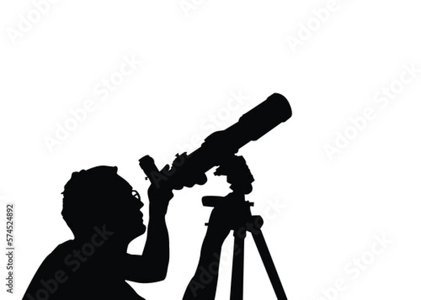 Obraz Silhouette of  man looking through a telescope