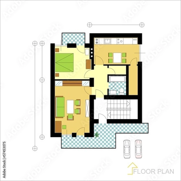 Fototapeta Architectural vector apartment floor plan