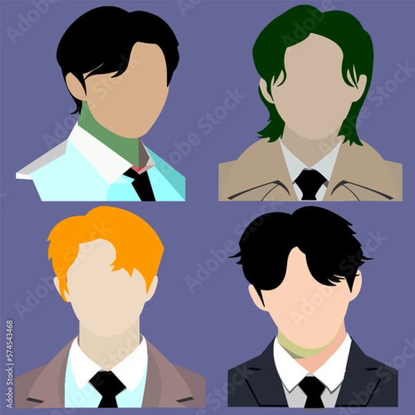Fototapeta half body man in suit vector flat icon