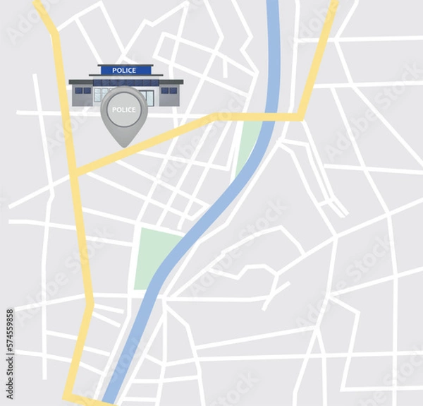 Fototapeta Pointer  show police station on map. vector