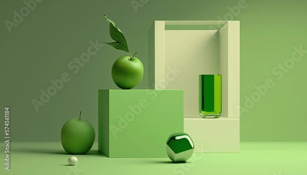 Obraz green apple on a shelf