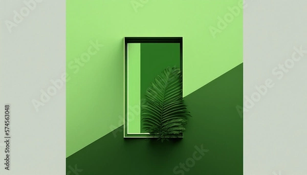 Obraz green abstract with plants, mirror