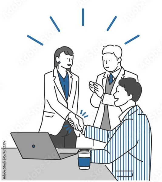 Obraz 사무실 직원간의 커뮤니케이션과 솔루션 해결 일러스트