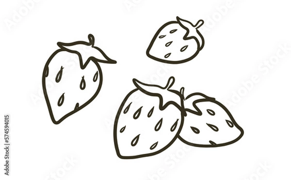 Fototapeta おしゃれな苺の線画イラスト