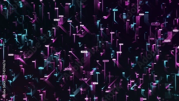 Obraz Artificial intelligence beacon scans financial business chart and data on technology background