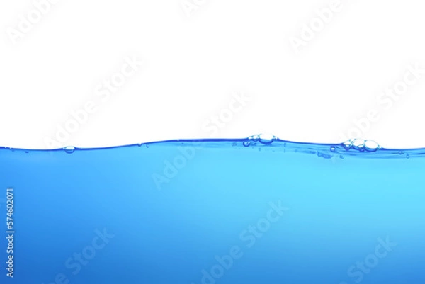Fototapeta The surface of the water. White background. Movement. Close-up view.