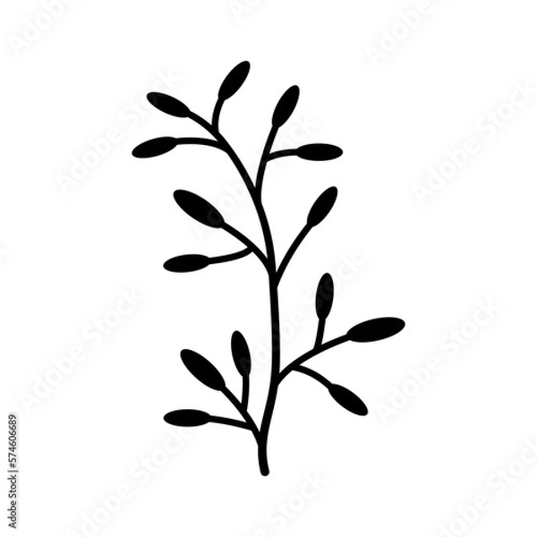 Fototapeta Hand drawn sketch leaf isolated on white background. Simple doodle style.