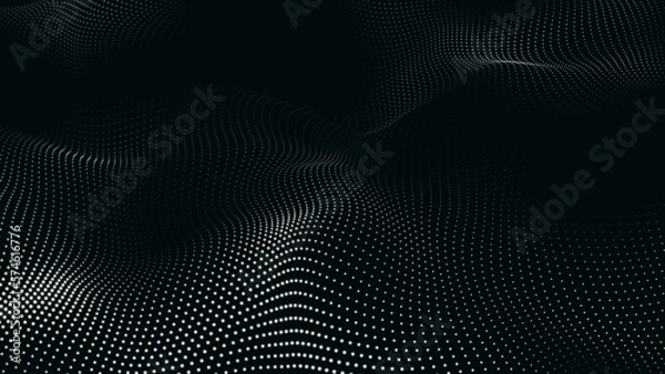 Fototapeta Black and white Abstract Trapcode Form digital particle wave and lights background. Animation cyber or technology background. Abstract technology wave.