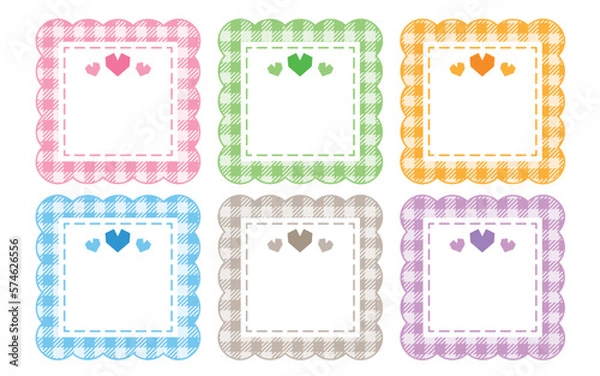 Fototapeta ギンガムチェック　チェック柄のフレームセット