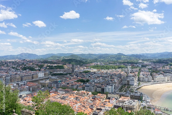Obraz Panoramic view of the city of San Sebastian or Donostia. Aerial view of the buildings of the capital of San Sebastian. Basque Country . Spain
