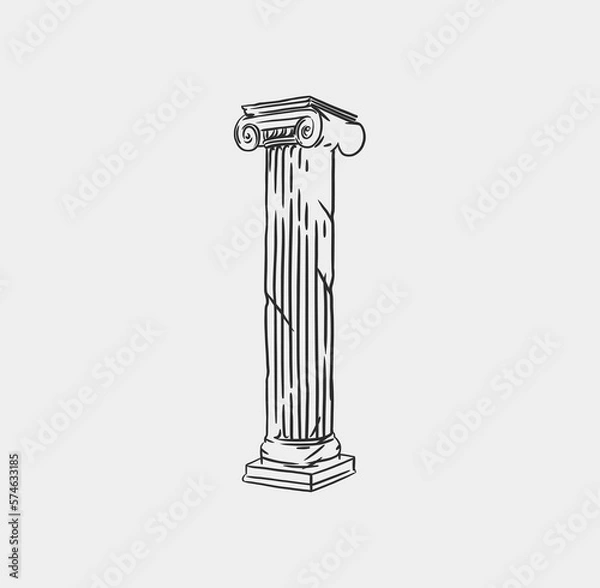 Fototapeta Hand drawn vector abstract outline,graphic,line art greek ancient sculpture old column line modern drawing.Antique classic statues in trendy bohemian style,outline design concept.Antique statue logo.