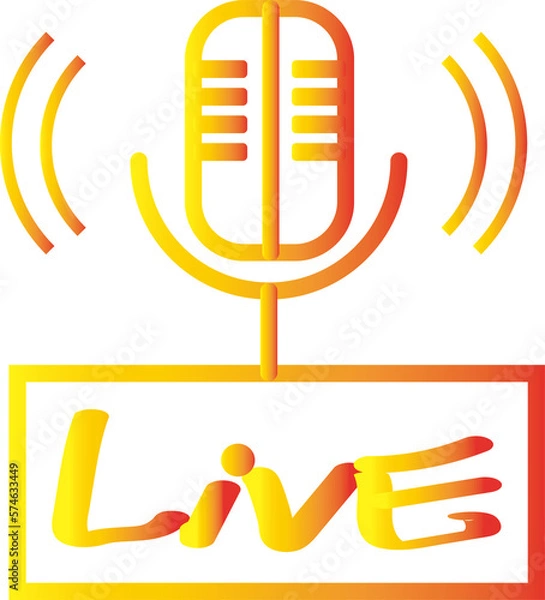 Fototapeta The pattern icon of recording live, recording radio programs, and turning on the microphone