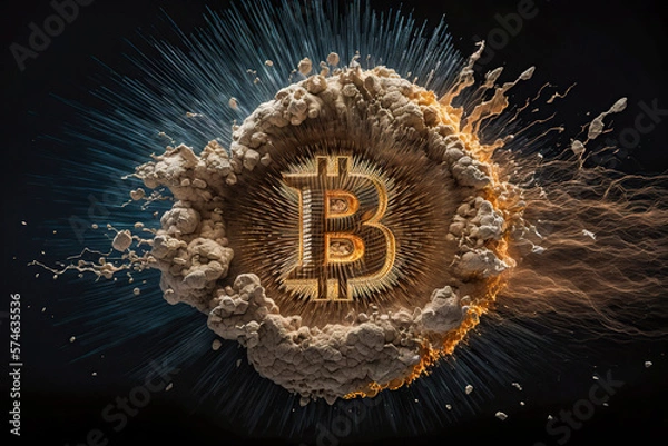 Fototapeta The Digital Explosion: A Shocking Image of the Unpredictability of Bitcoin, ai generative