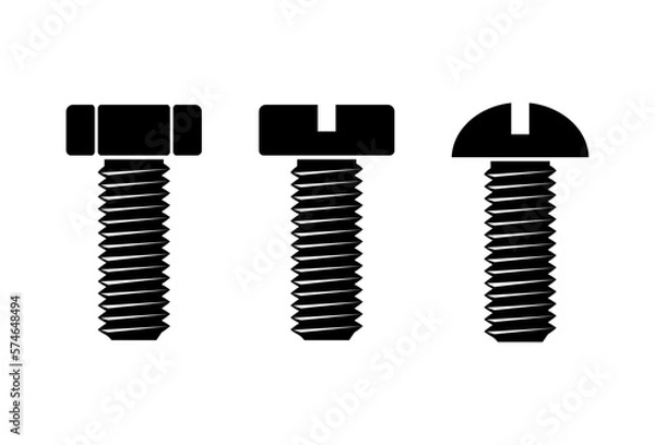 Obraz Black screw vector icons on white backround