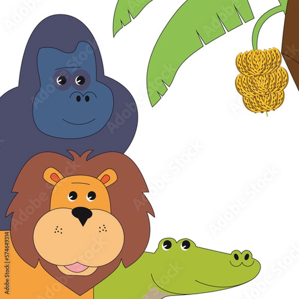 Fototapeta Gorilla  Lion Crocodile and Banana Tree