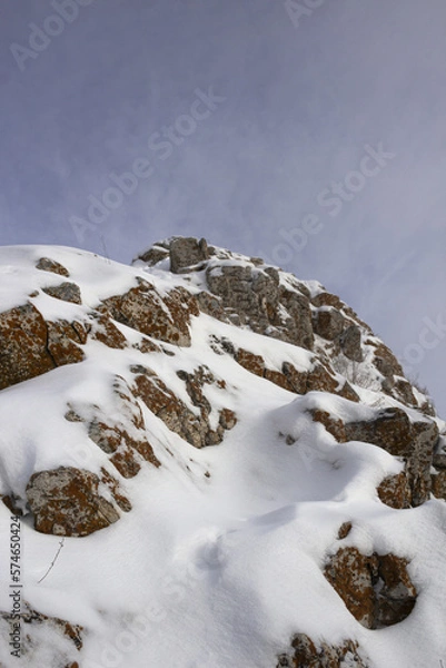 Obraz beautiful winter mountains. View on the town and river. Zhiguli mountains