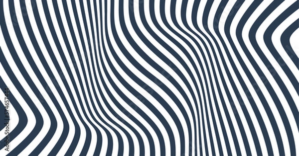 Fototapeta The geometric background by stripes. Black and white modern pattern with optical illusion. 3d vector illustration for brochure, annual report, magazine, poster, presentation, flyer or banner.