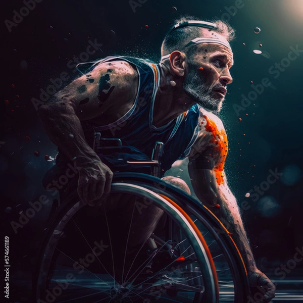 Obraz paralympic athlete with wheelchair generative ai
