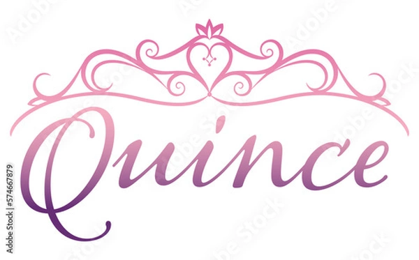 Obraz Quince text and elegant tiara with a pink purple gradient

