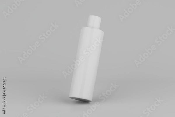 Fototapeta Black Plastic Shampoo  Multiple Cosmetic Bottle Mockup. 3D Rendering