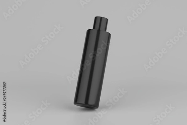 Fototapeta Black Plastic Shampoo  Multiple Cosmetic Bottle Mockup. 3D Rendering
