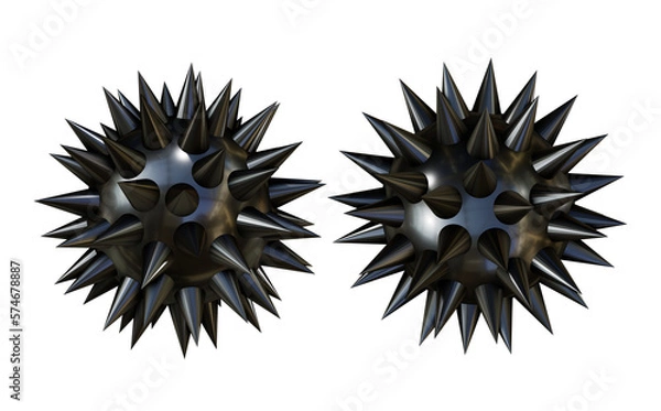 Obraz 3d rendering metallic black spike ball perspective view