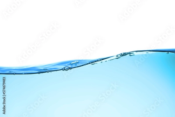 Fototapeta The surface of the water. White background. Movement. Close-up view.